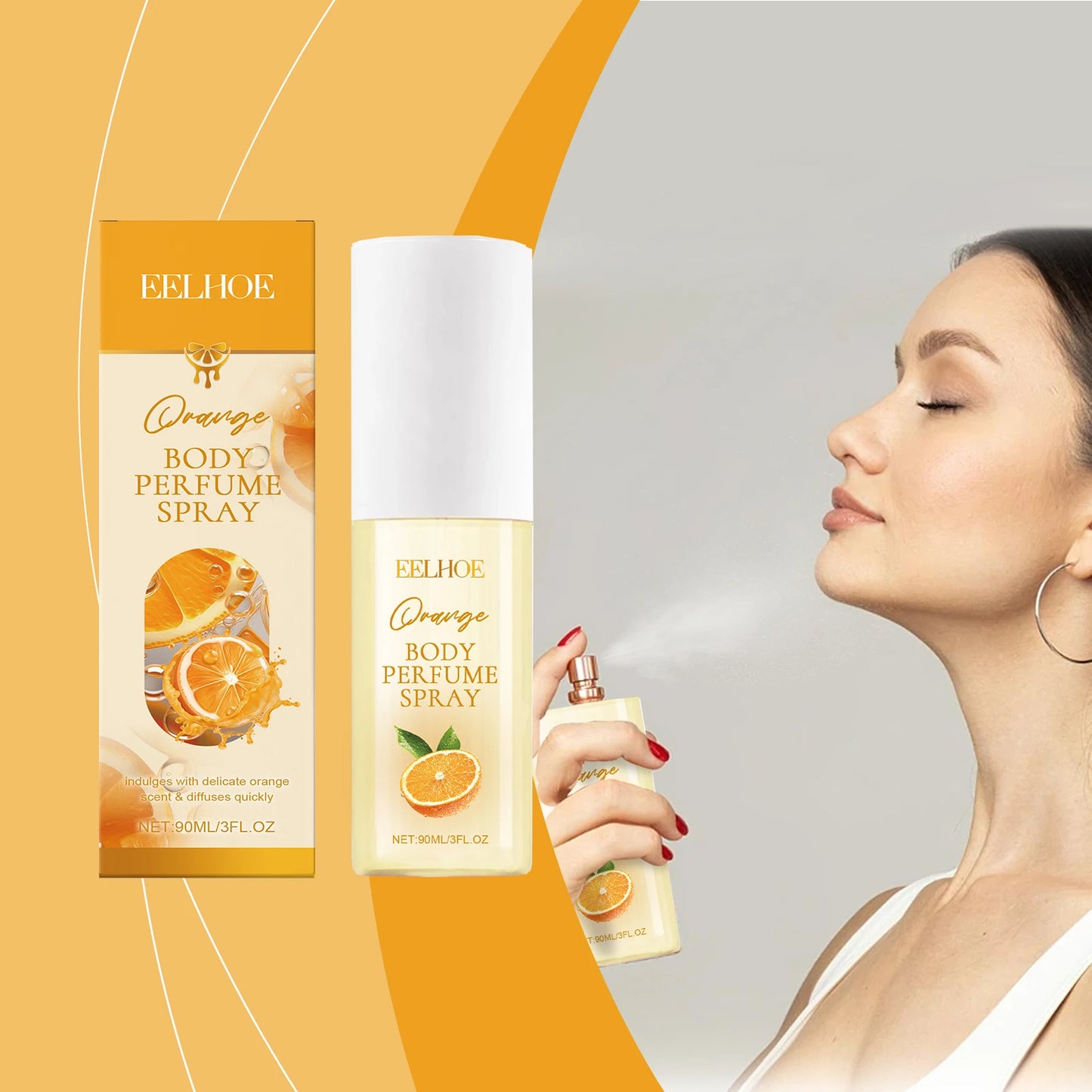 EELHOE Orange Body Perfume Spray Elegant Fresh Fragrance Keep Fragrance Portable Fruit Women's Spray 90ml 3 OZ