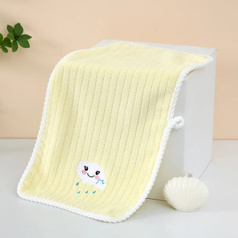 Children Towels Baby Bath Face Towel Cute Cartoon Cloud Hand Towel Soft Absorbent Coral Velvet Washcloth Kids Bathroom Products