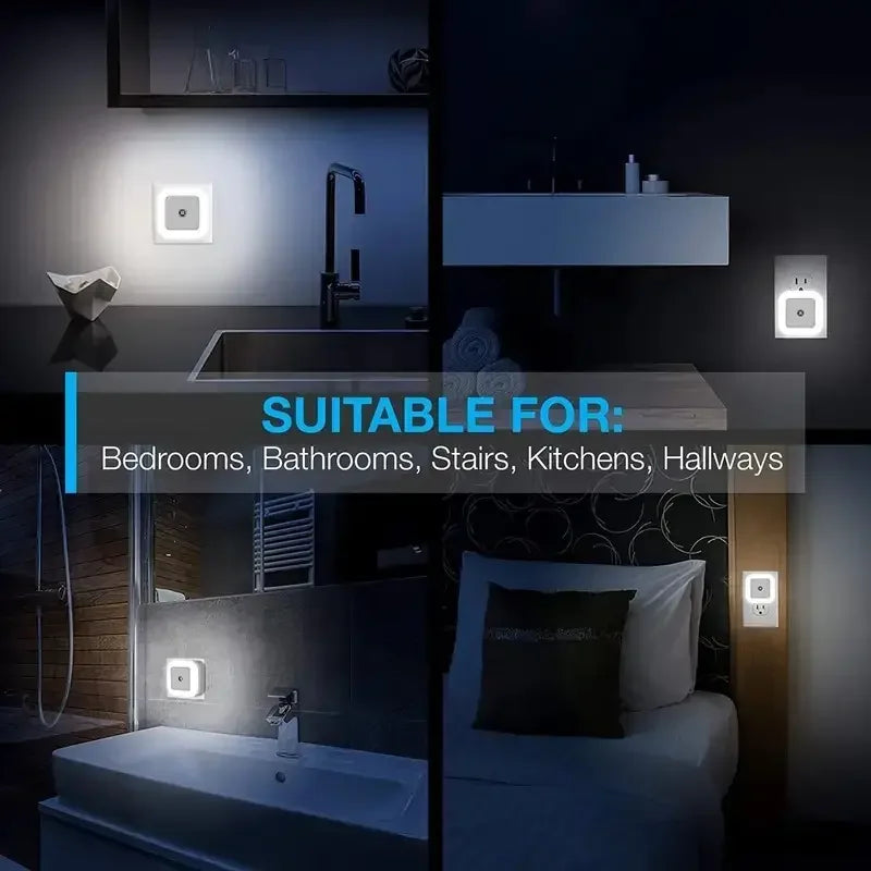 LED Square Night Light, Plug-In Intelligent Induction Light, Bedroom Energy-Saving Light, Indoor Lighting Induction Night Light