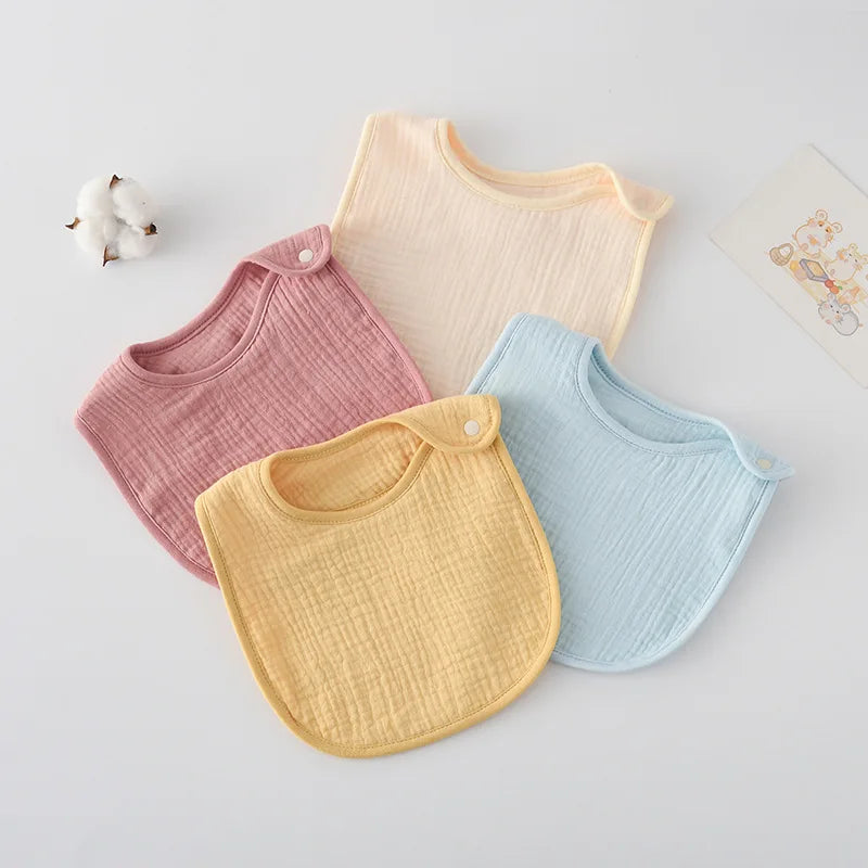 Solid Gauze U-shaped Baby Bibs New 6 Layers Cotton Saliva Towel Newborn Burp Cloths Scarf for Boy Girl Cute Feeding Drool Bib