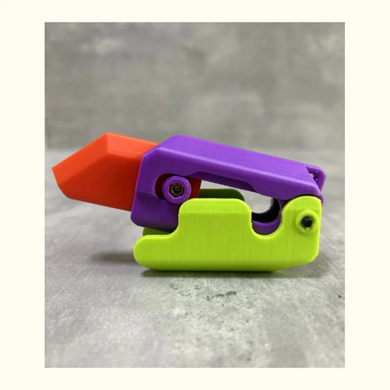 New 3D Printed Gravity Claw Knife Toy Stress Relief Butterfly Fidget Hand Gripper Sensory Toy Folding Claw Knife Radish for Gift