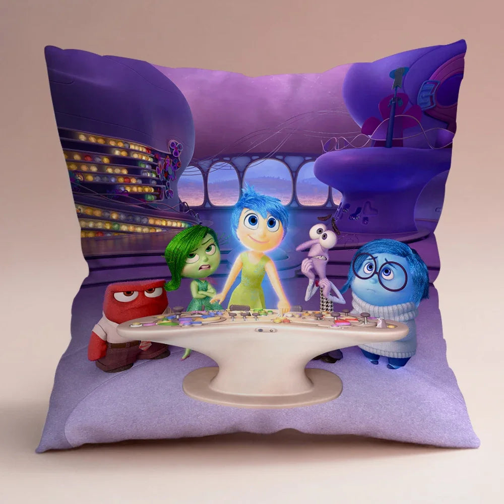 Inside Out 2 Envy Anger Anxiety Disgust Peach Skin Velvet Pillowcase Anime Peripheral Sofa Cushion Waist Pillow Birthday Gifts