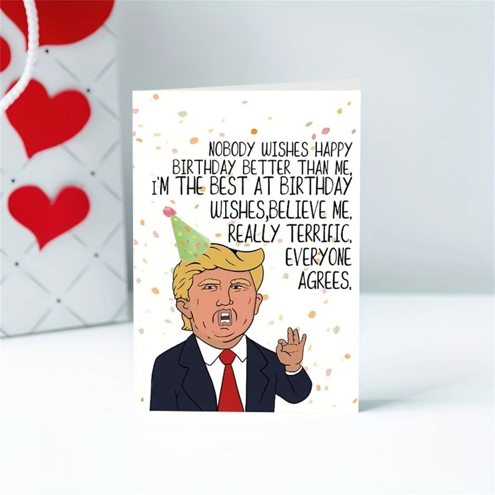 1pc，Hilarious Trump Happy Birthday Card for Him Her, Funny Donald Birthday Card Gift for Husband Wife Boyfriend Girlfriend, Cute