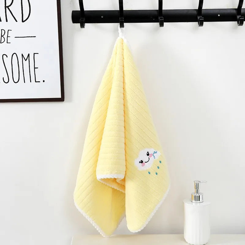 Children Towels Baby Bath Face Towel Cute Cartoon Cloud Hand Towel Soft Absorbent Coral Velvet Washcloth Kids Bathroom Products