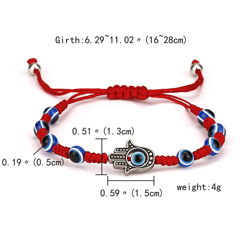 Turkish Evil Eye Bracelet Unisex Handwoven String Adjustable Braclet Classic Fatima Hand Braslet Valentines Day Gift Red Pulsera