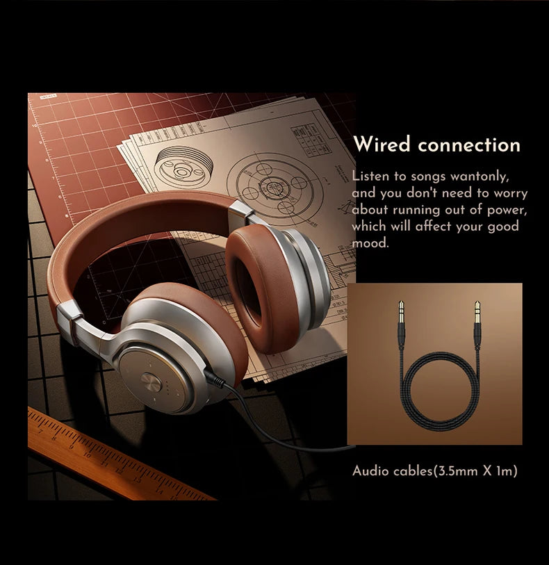 Picun P28X Wireless Headphones Bluetooth 5.3 Noise Reduction Headset Dual Drive Units Bass Over-Ear Headphones Classic Headset