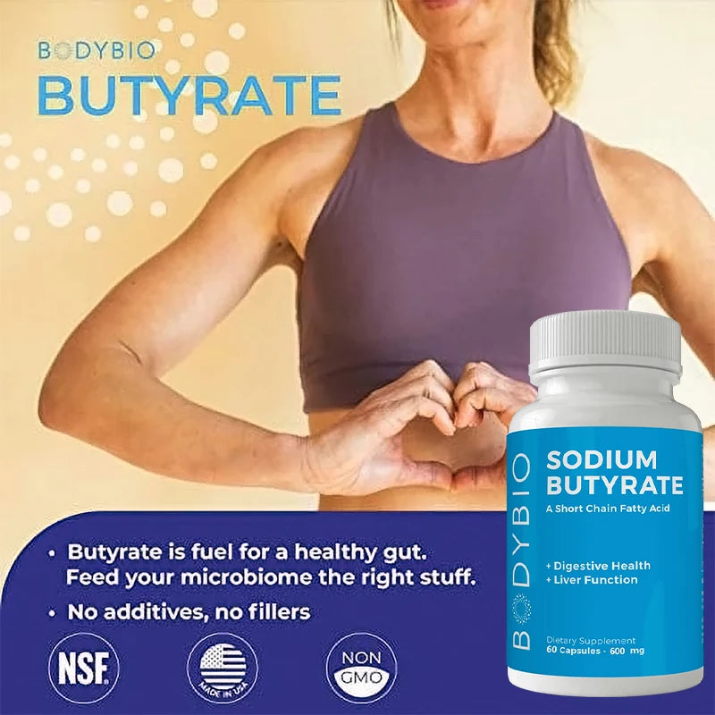 Sodium Butyrate, 60 Capsules Non-GMO, Ketogenic Diet, Vegan & Vegetarian, Gut, Liver & Overall Health