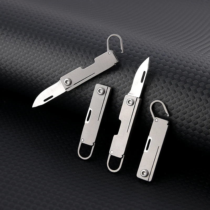 Titanium Alloy Mini Knife Keychain Pendant, Portable Unboxing, Sharp Mini Folding Knife