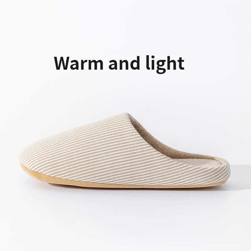 Unisex Home Slippers Soft Fur Slippers Warm Indoor Flat Slides Nonslip Couples Shoes Bedroom Light Slience Flats Autumn&Spring