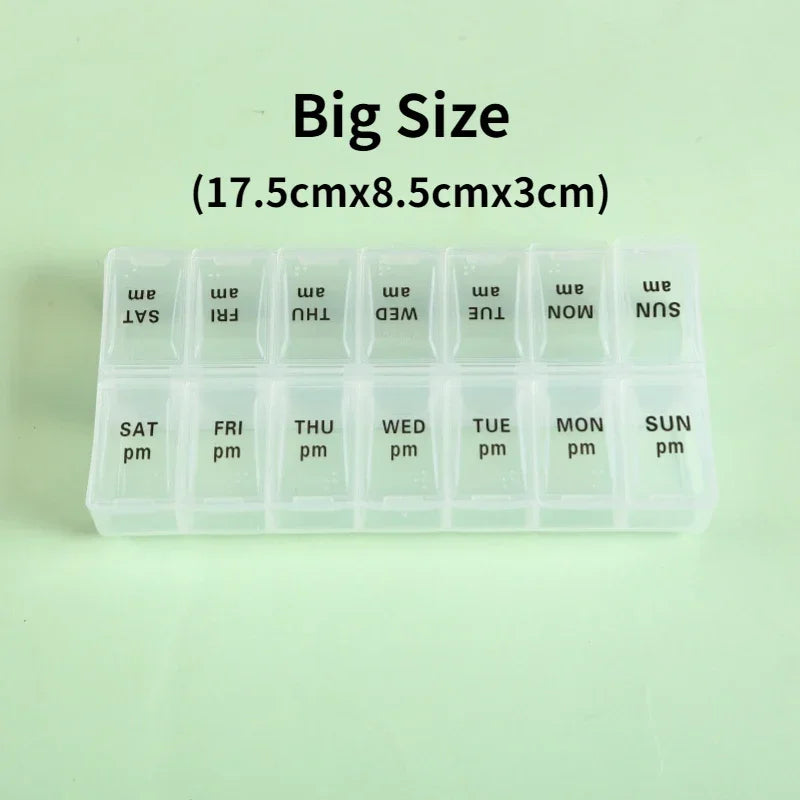 New Weekly Portable Travel Pill Cases Box 7 Days Organizer 14 Grids Pills Container Storage Tablets Vitamins Medicine Fish Oils