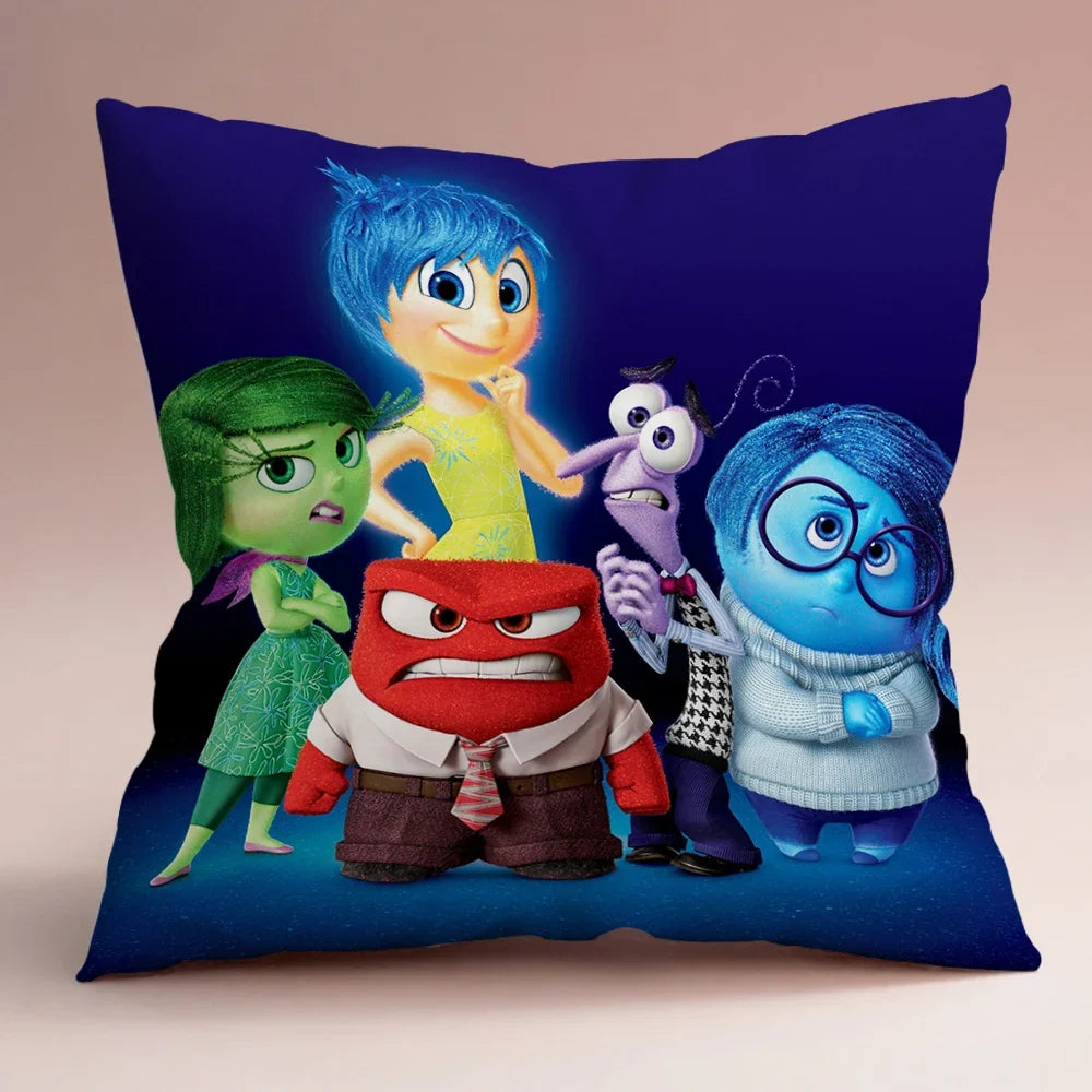 Inside Out 2 Envy Anger Anxiety Disgust Peach Skin Velvet Pillowcase Anime Peripheral Sofa Cushion Waist Pillow Birthday Gifts