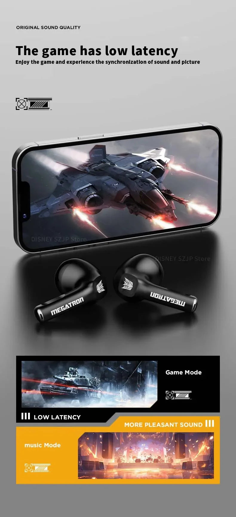 TRANSFORMERS TF-T23 High Quality Gaming Earphones Wireless Bluetooth Headphones Music Sport Earbuds Long Endurance Low Latency