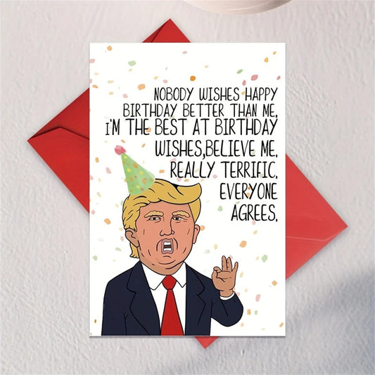 1pc，Hilarious Trump Happy Birthday Card for Him Her, Funny Donald Birthday Card Gift for Husband Wife Boyfriend Girlfriend, Cute