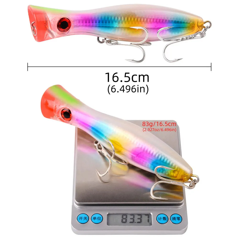 1pc 41g/83g Big Popper Floating Wobbler Fishing Lures,Topwater Trolling Artificial Plastic Hard Bait, Fishing Tackle