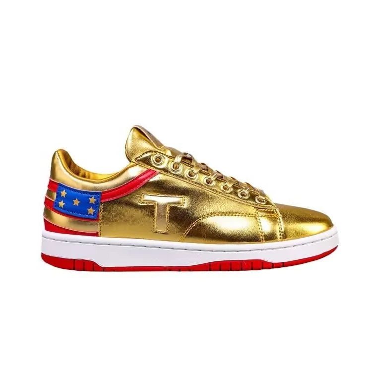 Fshion Trump Shoes Size 47 Never Surrender 2024 MAGA Low Top Gold Black White Sneaker Gym Shoes Men's Women's Casual Shoe