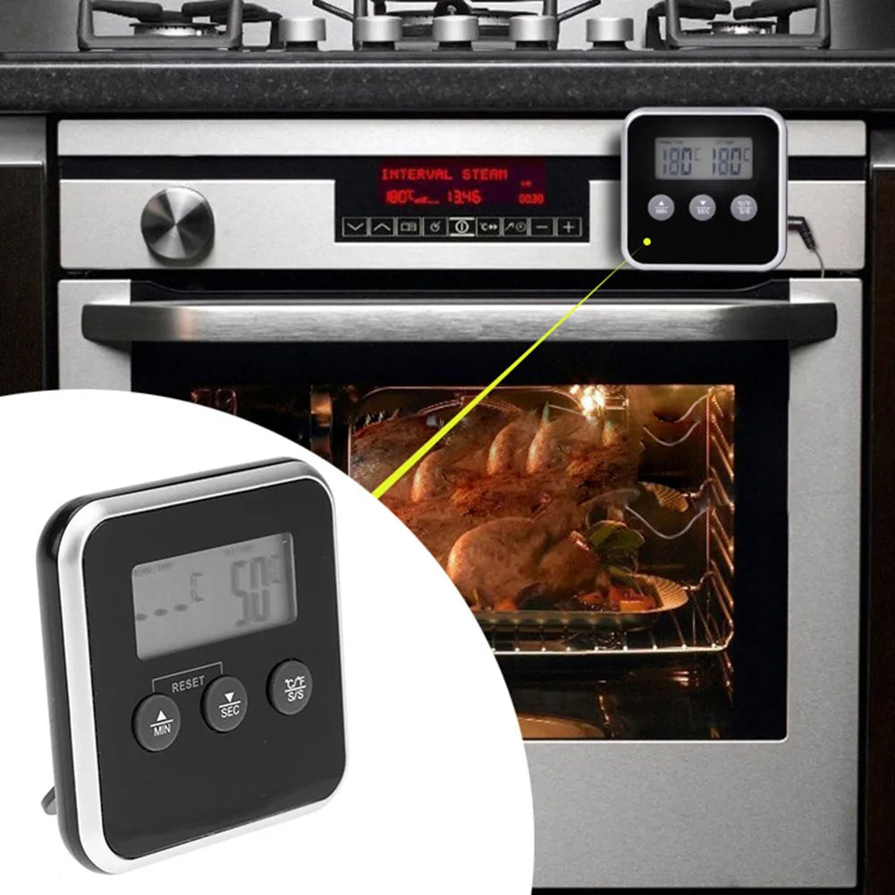 Kitchen Digital Cooking Thermometer Meat Food Temperature for Oven BBQ Grill Timer Function with Probe Heat Meter for Cooking