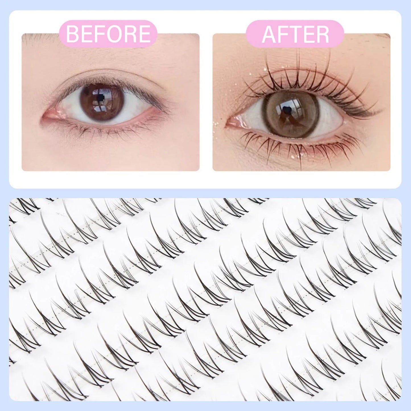 DIY Wispy False Eyelashes 10-12mm Little Devil Lash extenstion Cosplay maga Eyelashes for Daily Party Traveling Makeups