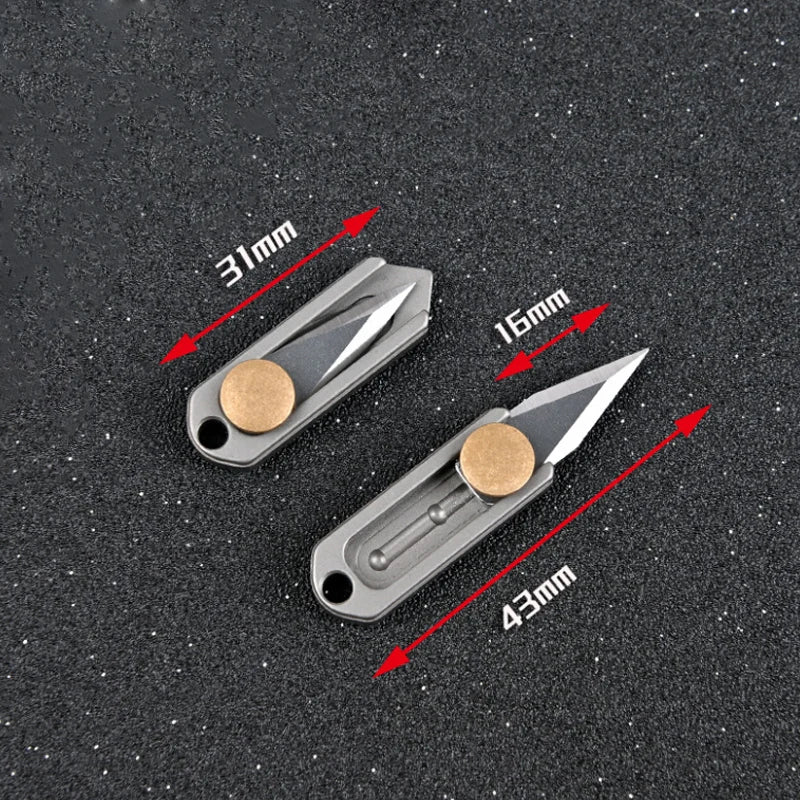 pure titanium Mini Knife Sharp Demolition Express Knife Portable EDC Keychain Pendant Pocket Push-pull Open Box Knife