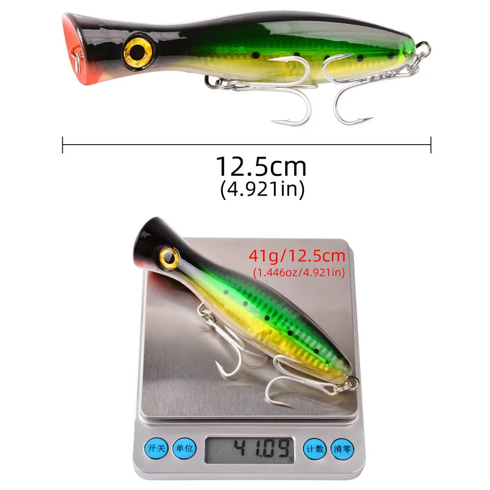 1pc 41g/83g Big Popper Floating Wobbler Fishing Lures,Topwater Trolling Artificial Plastic Hard Bait, Fishing Tackle