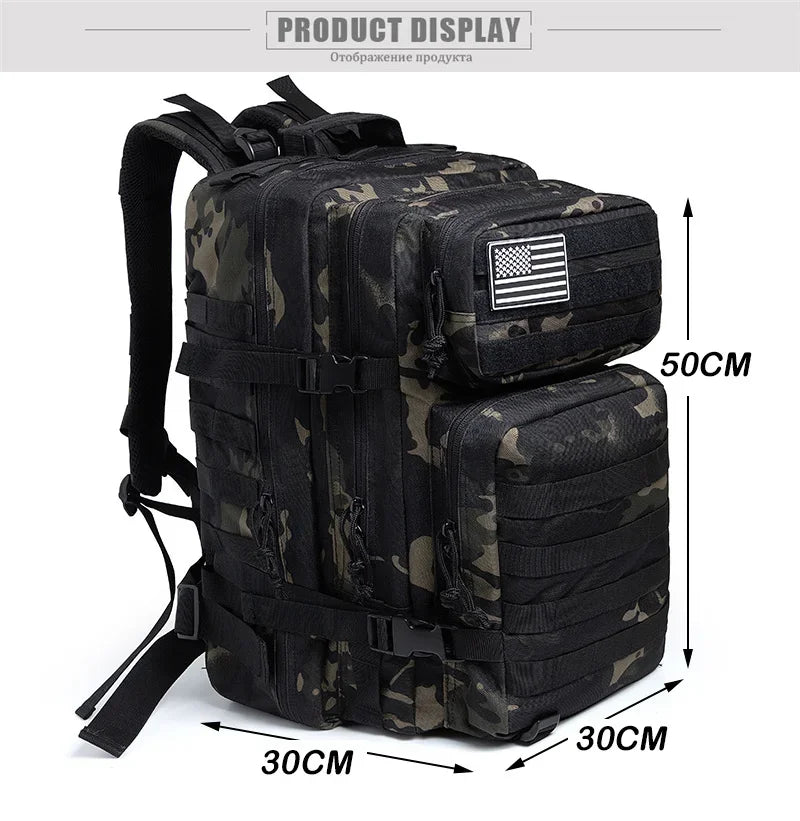 QT&QY Tactical Backpacks Survival  45L Large Capacity Man 3 Days Molle Assault Bags Hking For Outdoor Trekking Camping Backpack