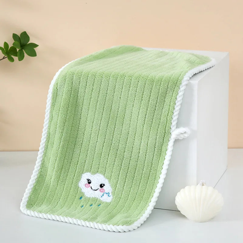 Children Towels Baby Bath Face Towel Cute Cartoon Cloud Hand Towel Soft Absorbent Coral Velvet Washcloth Kids Bathroom Products