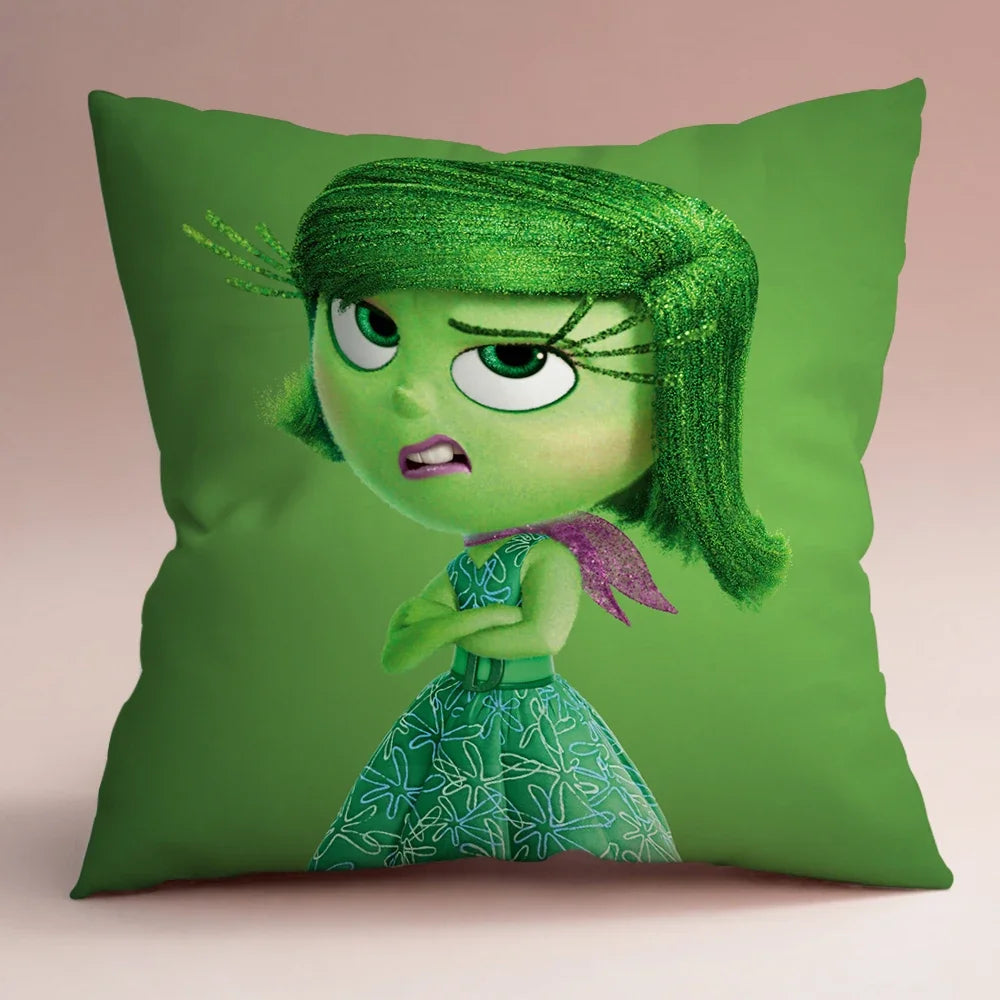 Inside Out 2 Envy Anger Anxiety Disgust Peach Skin Velvet Pillowcase Anime Peripheral Sofa Cushion Waist Pillow Birthday Gifts