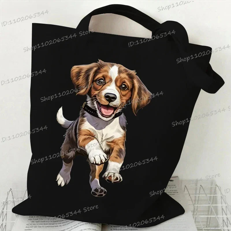 3D Animals Dog Print Shoulder Bag Women Men Cartoon Dog Tote Bags Student Casual Large-capacity Shopping Harajuku Canvas Handbag