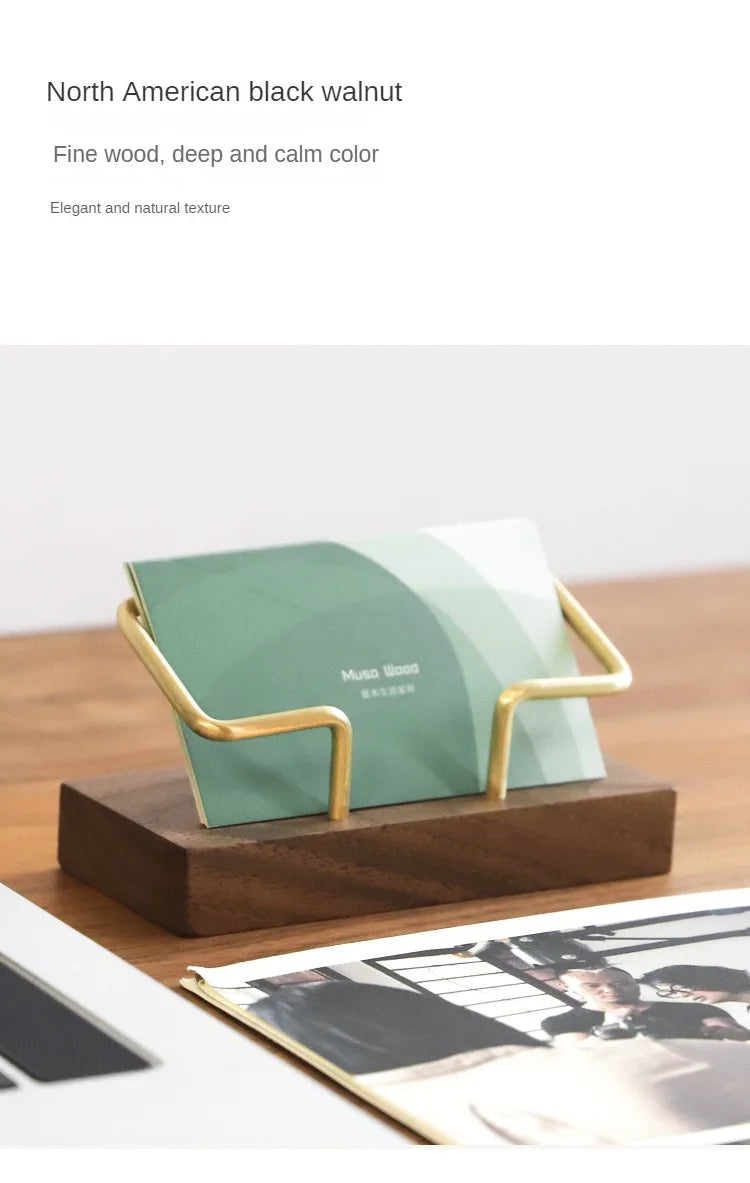 Business Card Holder Organizer Office Desk Display Stand Memo Counter Accessories Tabletop Shelf Home Wooden Card Holder Storage