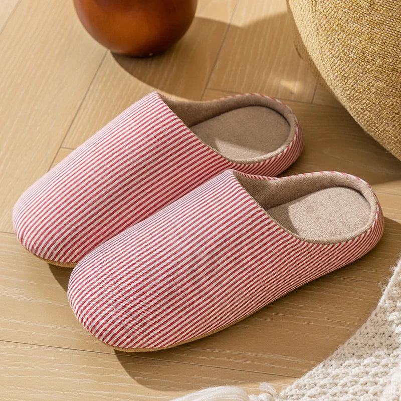 Unisex Home Slippers Soft Fur Slippers Warm Indoor Flat Slides Nonslip Couples Shoes Bedroom Light Slience Flats Autumn&Spring