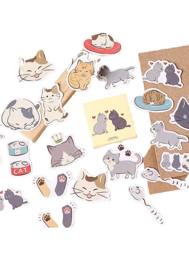 45pcs Puddle Cat Diary Handbook Photo Album Water Cup Mobile Phone Decorative Sticker Self Adhesive Diy Decorative Sticker