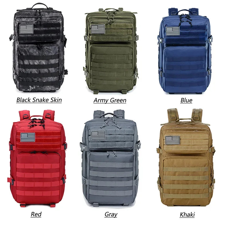 QT&QY Tactical Backpacks Survival  45L Large Capacity Man 3 Days Molle Assault Bags Hking For Outdoor Trekking Camping Backpack