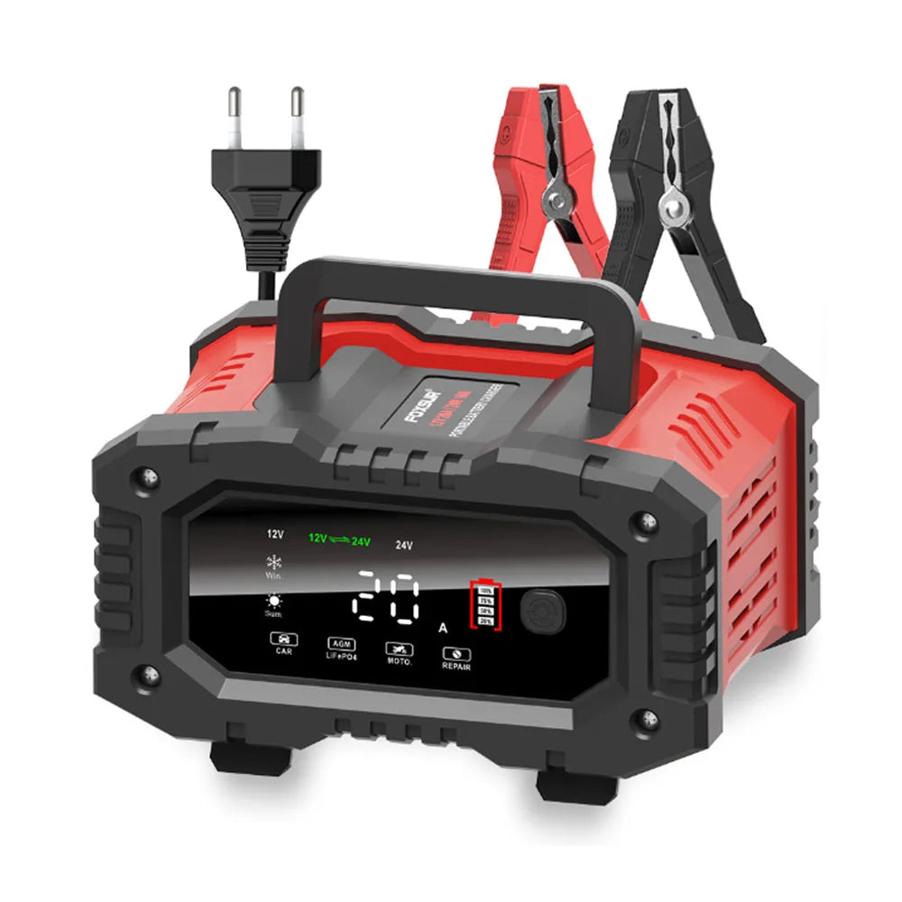 Fully Automatic Lithium AGM GEL Lead-Acid LiFePO4 Battery Chargers 12V/24V Car Motorcycle Battery Charger 20A/10A Smart Charger