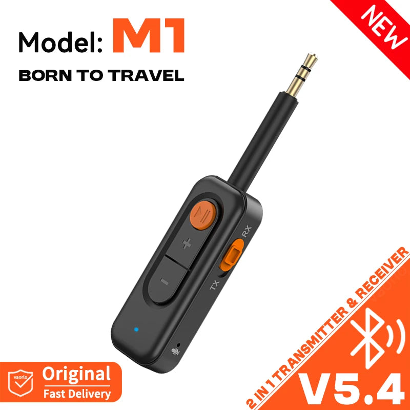 Bluetooth 5.4 Audio Transmitter Receiver 3.5MM AUX Hifi Stereo Music Wireless Adapter With Mic For Car Airplane TV PC Headphone