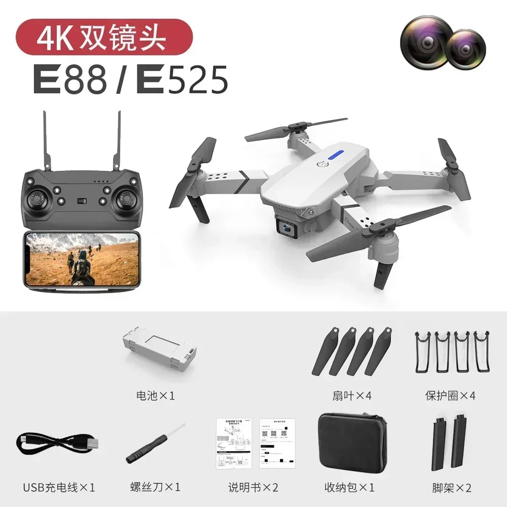 2024 E88Pro RC Drone 4K Professinal With 1080P Wide Angle HD Camera Foldable Helicopter WIFI FPV Height Hold Gift Toy