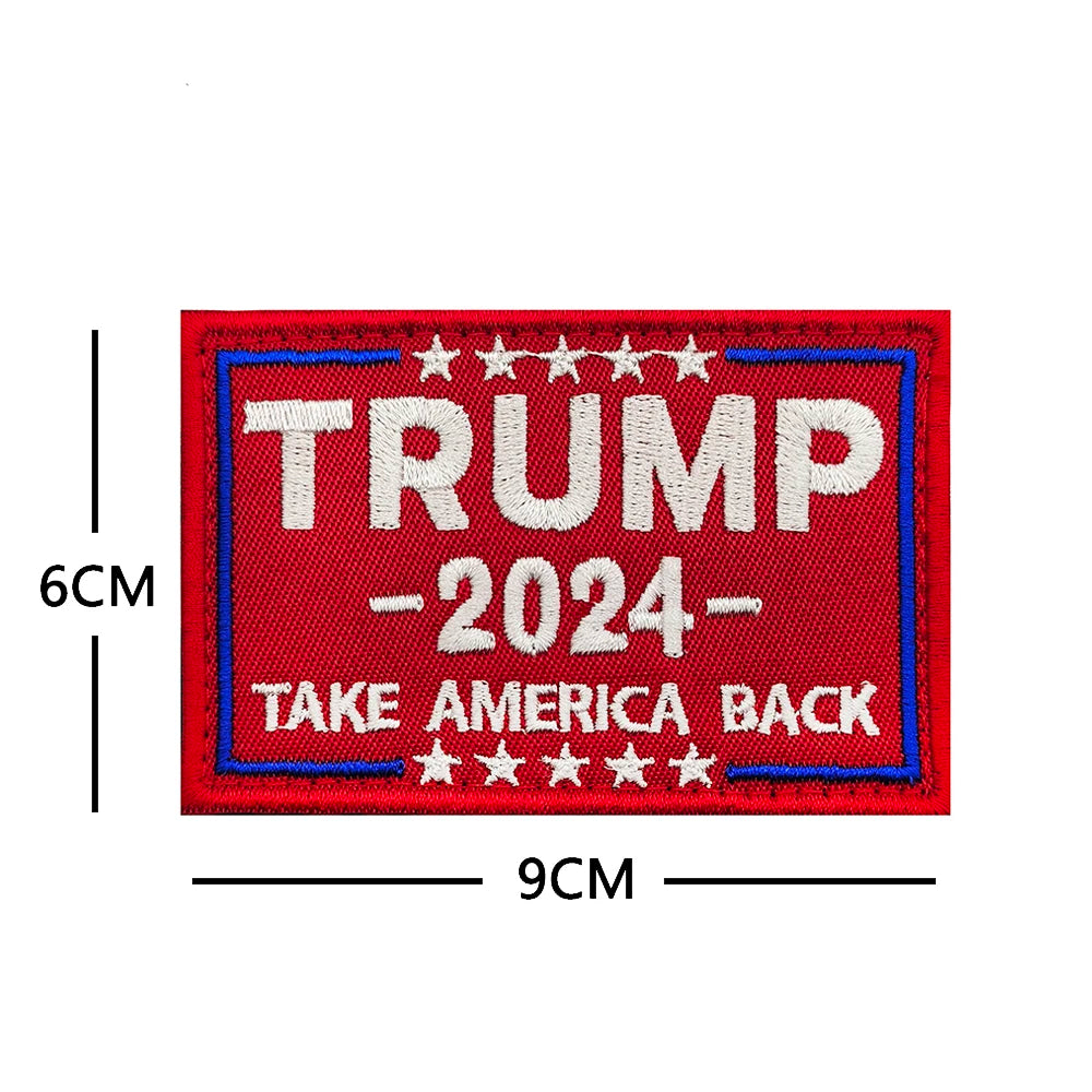 2024 TRUMP MAGA SAVE AMERICA AGAIN Embroidery Hook Loop MAKE AMERICA GREAT AGAIN Fasteners Patch Tactical Emblem