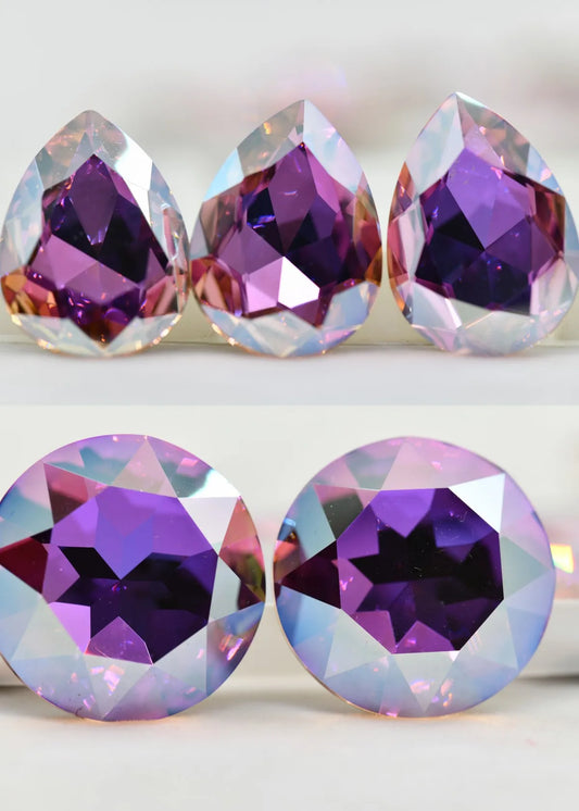 k9 pink purple  glass crystal stone  for jewels making Rhinestones for DIY Apparel Clothing Decoration teadrop Rivoli (D502TRMO)