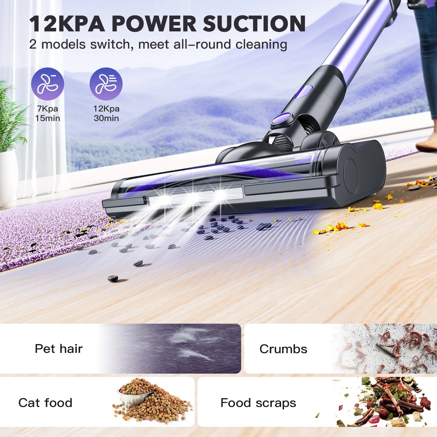 GOOVI V07 100kPA Wireless Handheld Vacuum Cleaners 180W Suction Power Cordless Stick Vaccum Cleaner For Pet Home 0.9L Dust Cup