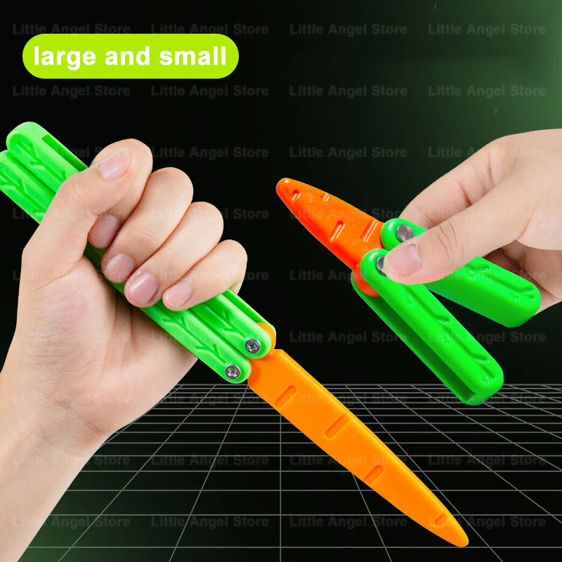 New 3D Printed Gravity Claw Knife Toy Stress Relief Butterfly Fidget Hand Gripper Sensory Toy Folding Claw Knife Radish for Gift