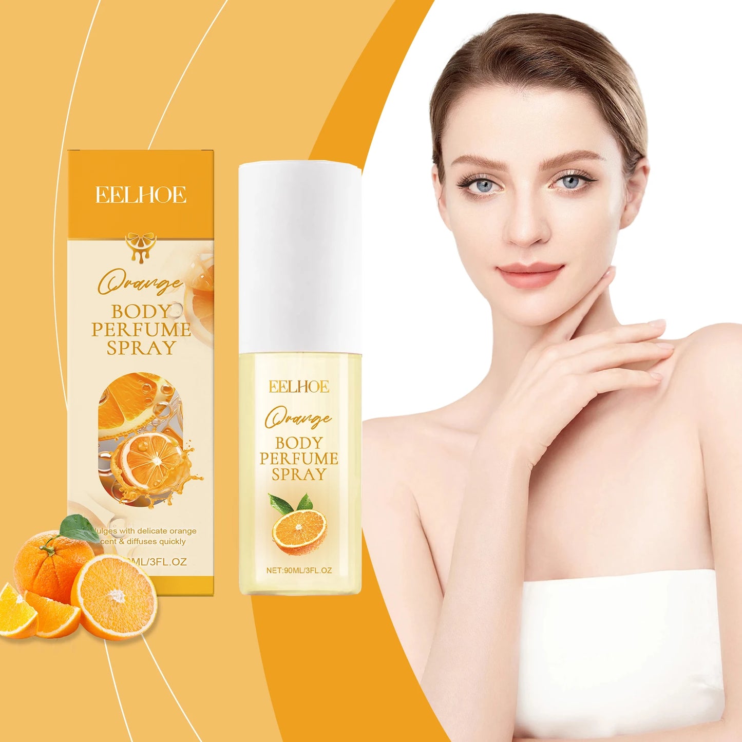 EELHOE Orange Body Perfume Spray Elegant Fresh Fragrance Keep Fragrance Portable Fruit Women's Spray 90ml 3 OZ