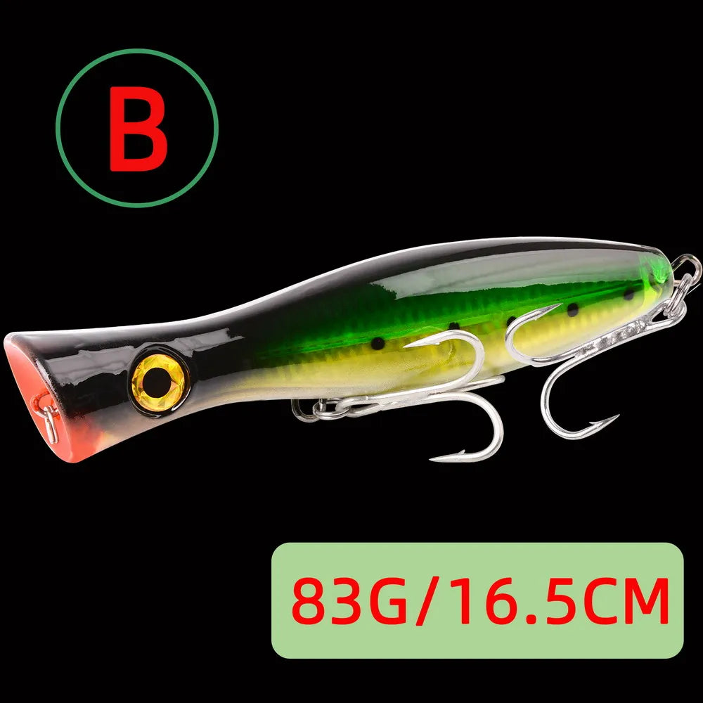 1pc 41g/83g Big Popper Floating Wobbler Fishing Lures,Topwater Trolling Artificial Plastic Hard Bait, Fishing Tackle