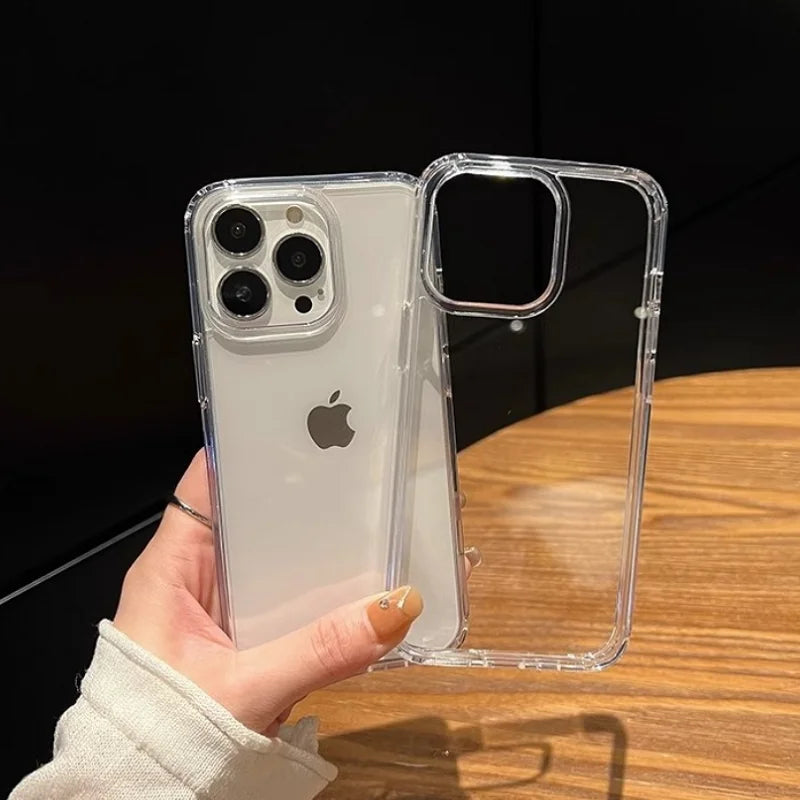 Luxury Transparent Soft Acrylic Phone Case For iPhone 16 15 14 13 12 11 Pro Max XS X XR 7 8 Plus Mini Shockproof Bumper Cover