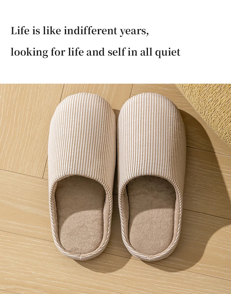 Unisex Home Slippers Soft Fur Slippers Warm Indoor Flat Slides Nonslip Couples Shoes Bedroom Light Slience Flats Autumn&Spring