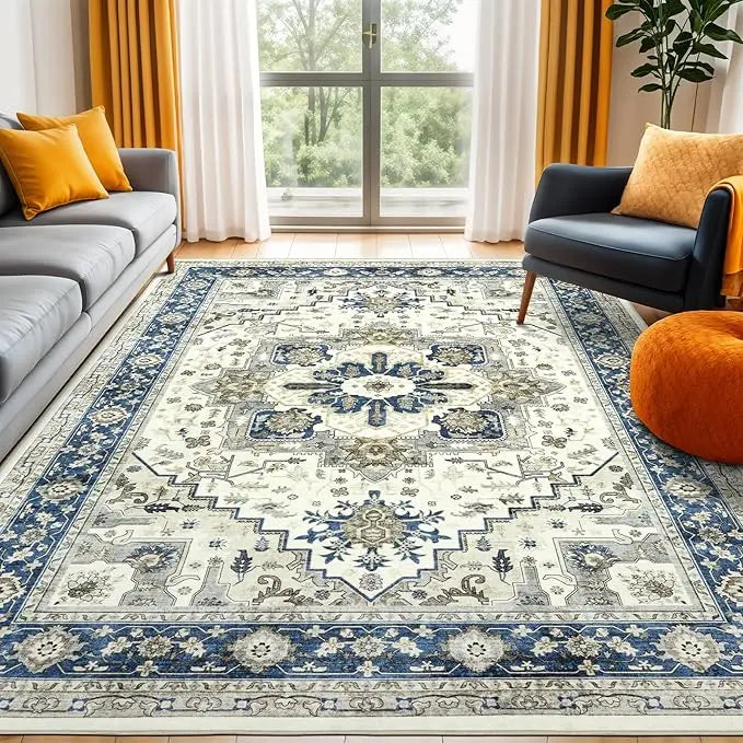 VIKAMA Ethnic rug Retro Persian Living Room Bedroom sofa Bohemian large area Art Deco washable floor mat