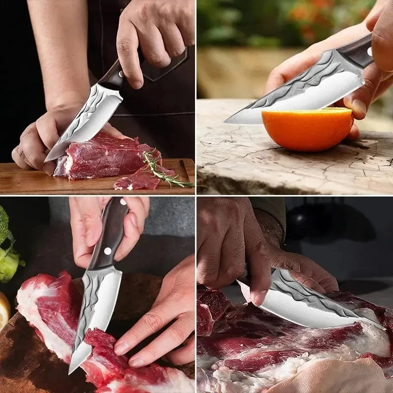 Stainless Steel Boning Knife Meat Cleaver Kitchen Knife Handmade Forged Chef's Knife for Household Wooden Handle Butcher Knife