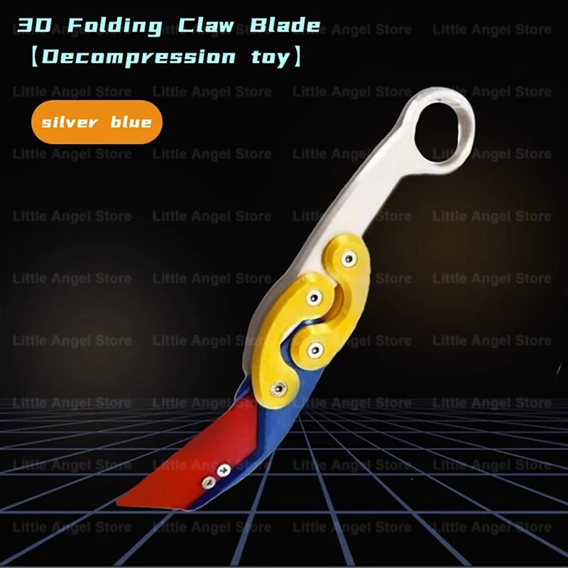 New 3D Printed Gravity Claw Knife Toy Stress Relief Butterfly Fidget Hand Gripper Sensory Toy Folding Claw Knife Radish for Gift