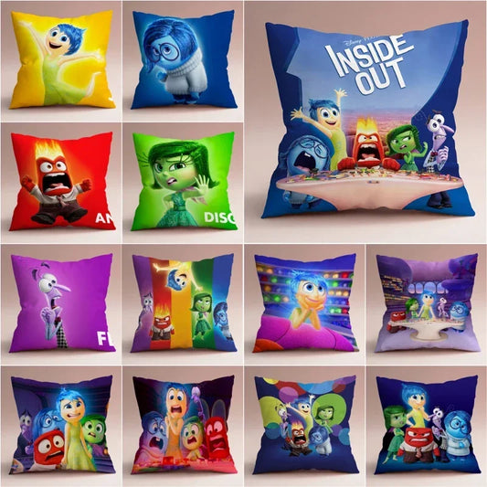 Inside Out 2 Envy Anger Anxiety Disgust Peach Skin Velvet Pillowcase Anime Peripheral Sofa Cushion Waist Pillow Birthday Gifts