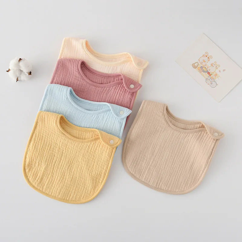 Solid Gauze U-shaped Baby Bibs New 6 Layers Cotton Saliva Towel Newborn Burp Cloths Scarf for Boy Girl Cute Feeding Drool Bib