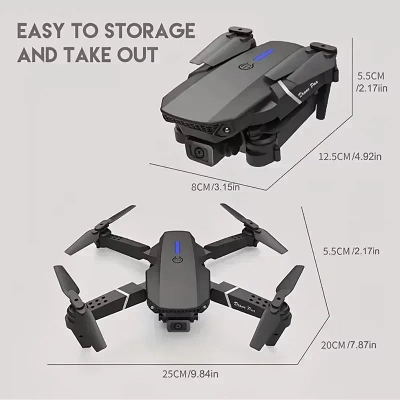 2024 E88Pro RC Drone 4K Professinal With 3 Battery 1080P Wide Angle HD Camera Foldable Helicopter WIFI FPV Height Hold Gift Toy