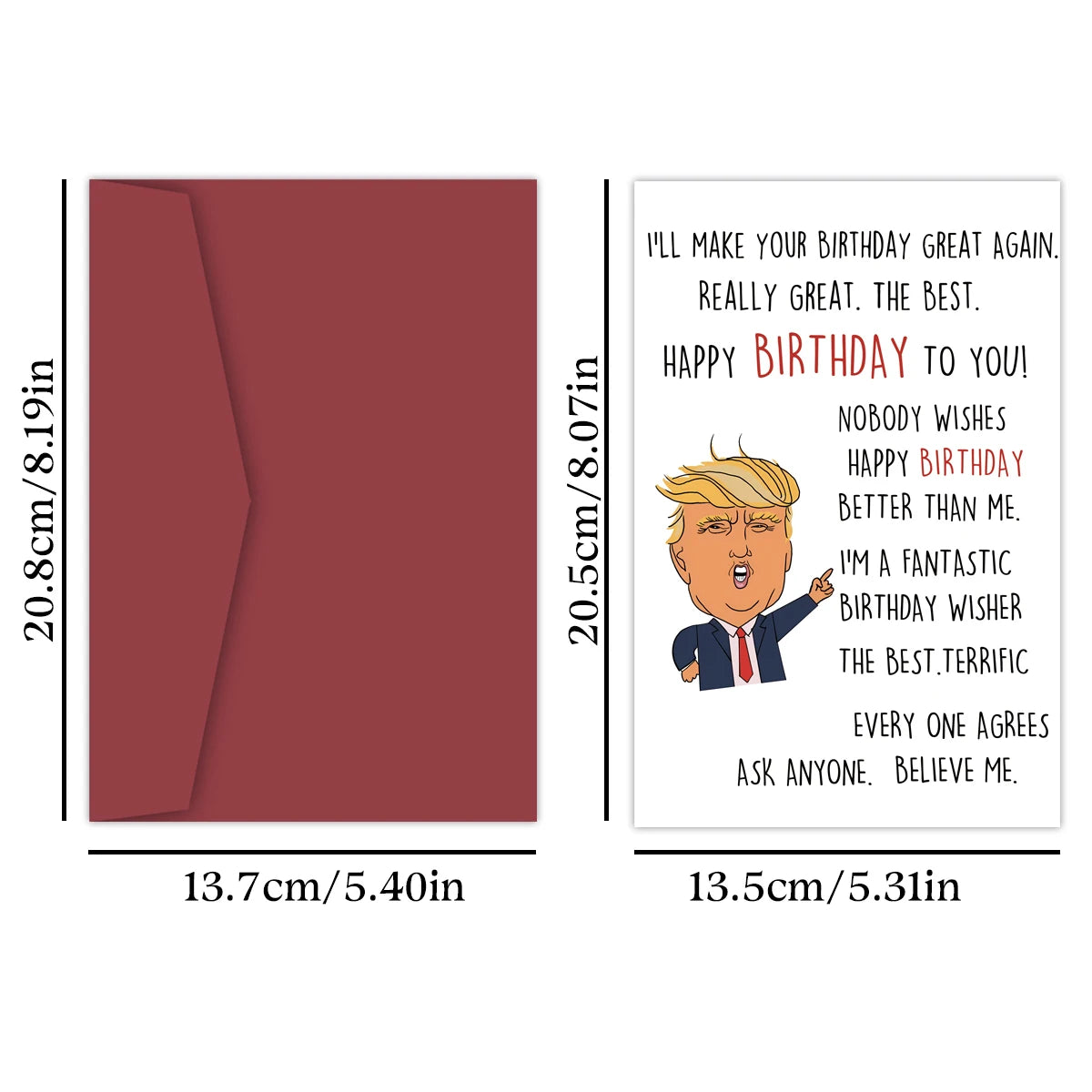 1PC Funny Creative Trump Birthday Card,Trump Theme Hilarious Birthday Greeting Card,Unique Humor Happy Birthday Card For Family