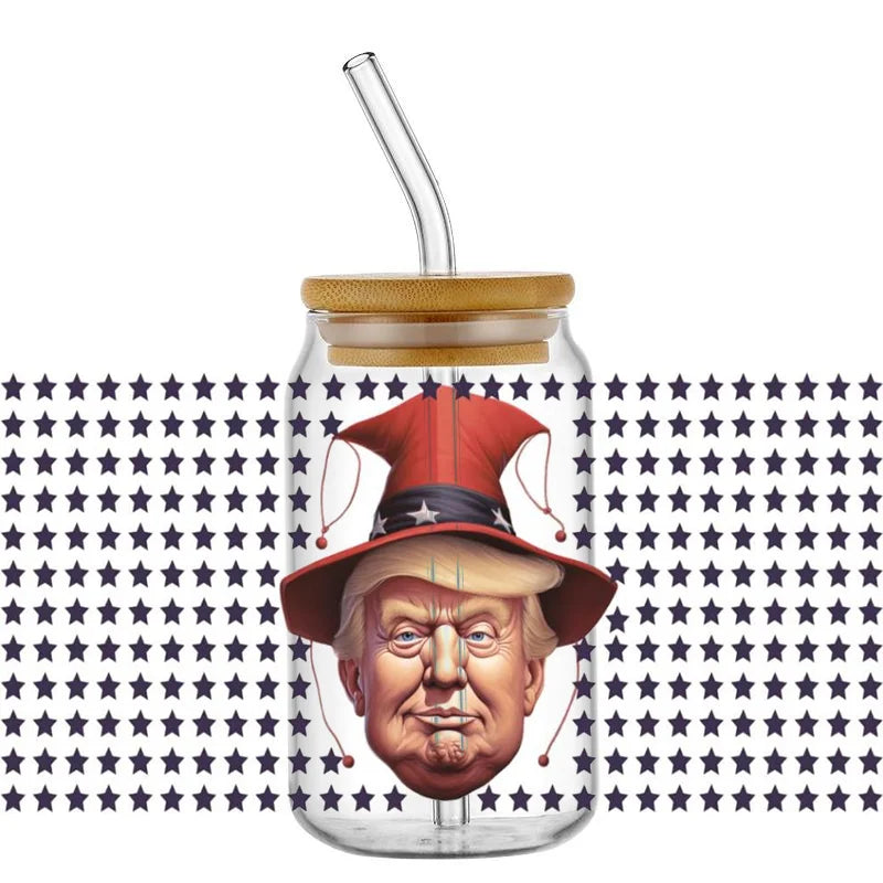 2024 Trump MAGA DIY Decals 3D transfers uvdtf crystal stickers 16oz uv dtf cup wraps for Libbey Glasses